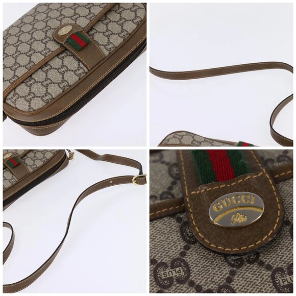 GUCCI GG Plus Supreme Web Sherry Line Shoulder Bag PVC Beige Gold Auth gh909 - Picture 16 of 16